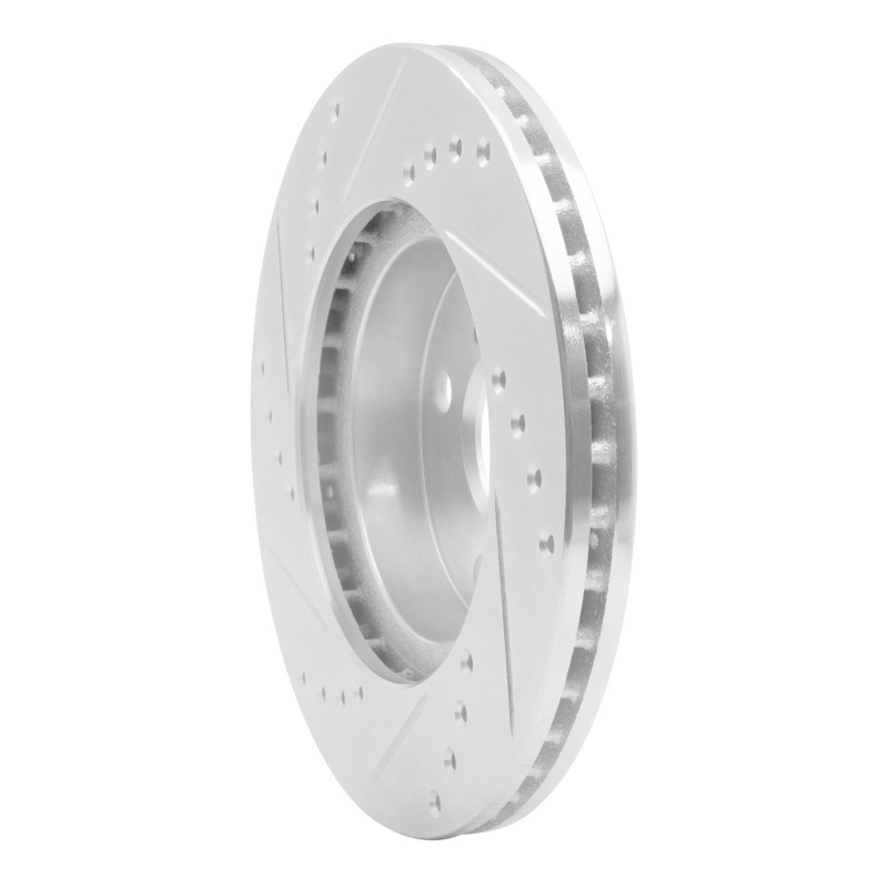 Toyota Prius Brake Rotor (1) - Front Right - R1 Concepts - Drilled & Slotted - Silver - `01-`03